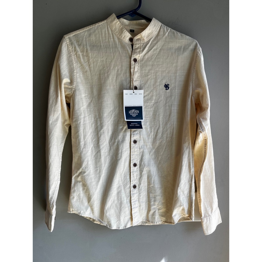 Aiopeson Premium Goods Button Down Long Sleeve Shirt Menswear Dressy Casual